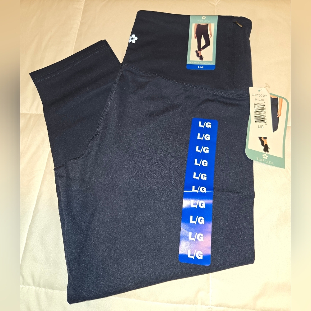 Tuff Veda Cropped (21") High Rise Navy Leggings Size Large Very Soft NWT